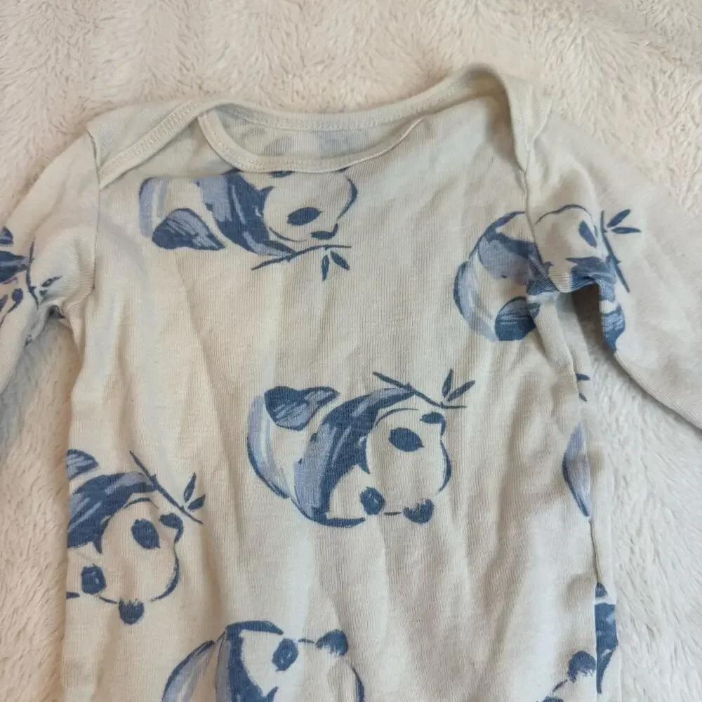 Carter's Blue Panda Print Bodysuit Onesie Baby Boy 6 Months Girl Gender Neutral